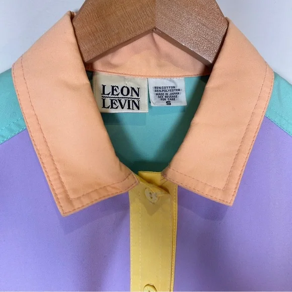 Vintage Leon Levin Pastel Colorblock Windbreaker Jacket 1980s Women’s Spring - Picture 3 of 7